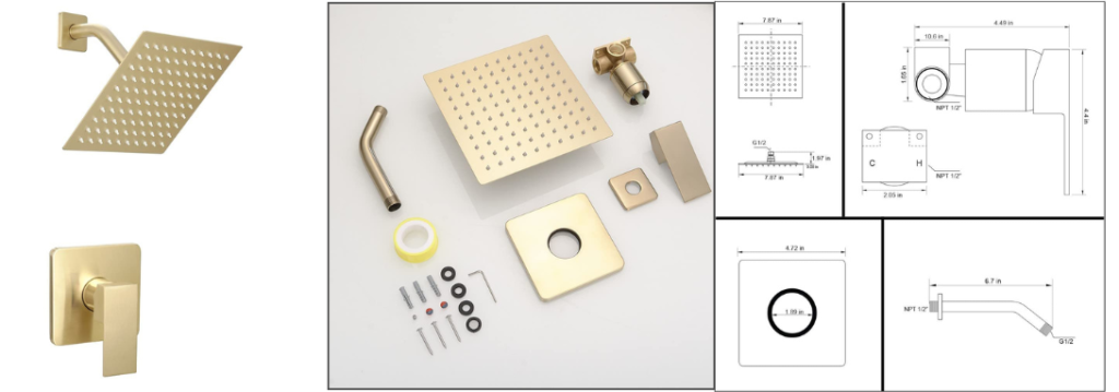 DIY Brushed Gold Metal Shower Faucet Set Review