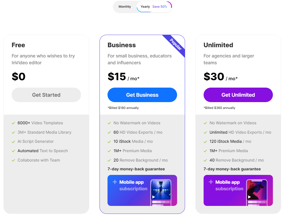 invideo Studio Pricing & Plans